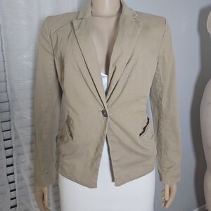 Mossimo Supply Co Tan Blazer Classic Collar Lightweight